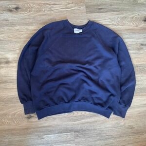 Vintage 90s Activewear Sweatshirt Large Navy Blue Crewneck Raglan Made in USA